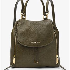 Michael Kors Viv Large Leather Backpack - Olive